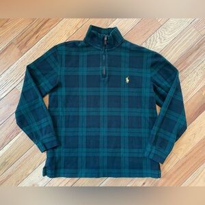 Polo Ralph Lauren Sweater Mens Sz S Blackwatch Plaid Estate Rib Pullover 1/4 Zip